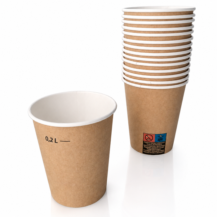 Brauner Pappbecher 250 ml (Karton 1000 Stück)
